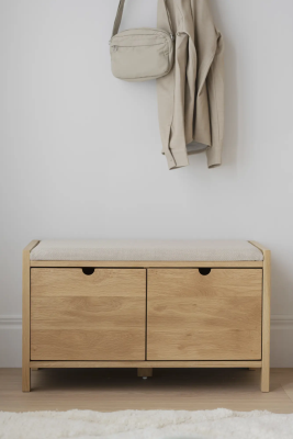 Hillmond bänk 2L 80 ek/beige tyg#4