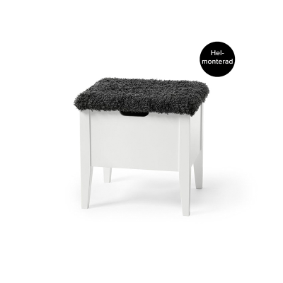 Klinte bänk 45 cm vitlack med fårpälsimitation