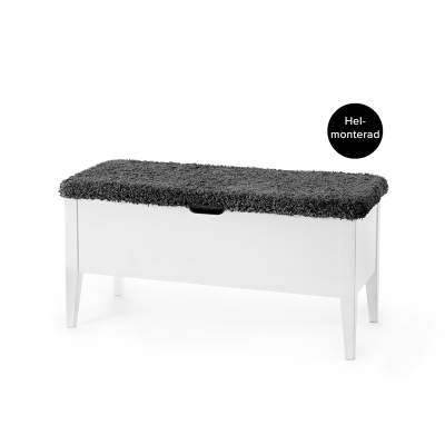 Klinte bänk 90 cm vitlack med fårpälsimitation