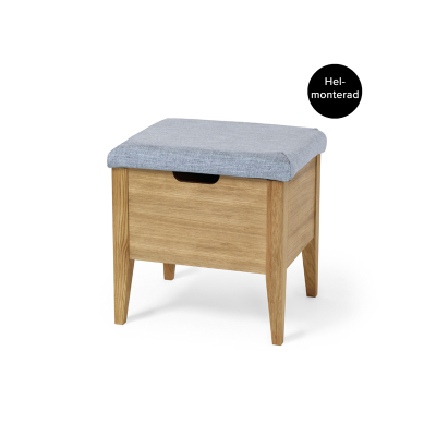 Klinte bänk 45 cm oljad ek med tyg Chelsea ljusgrå