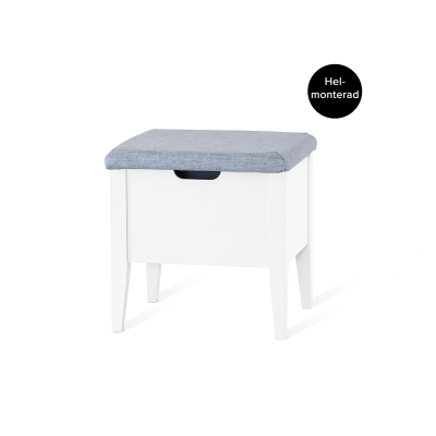 Klinte bänk 45 cm vitlack med tyg Chelsea ljusgrå