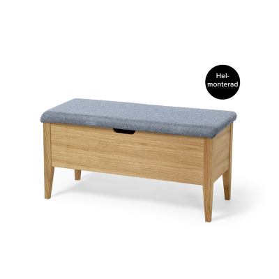 Klinte bänk 90 cm oljad ek med tyg Chelsea ljusgrå