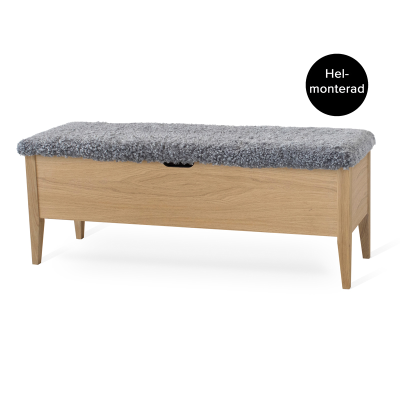 Klinte bänk 120 cm oljad ek med äkta fårskinn
