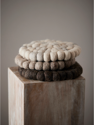 Nisha grytunderlägg i ull 20 cm nougat#2