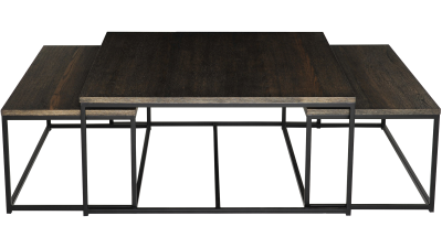 Natalie soffbordsset 2+1 mörkbrun ek/svart metall#2