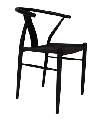 Alto stol svart metall/flätad papir sits