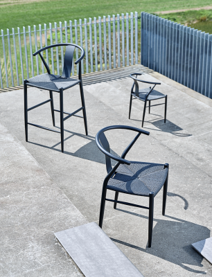 Alto stol svart metall/flätad papir sits#2