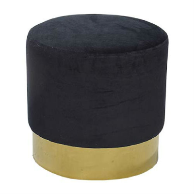 Bling sittpuff svart sammet/mässing