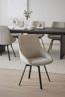 Alison stol beige tyg/svarta metallben snurr#2