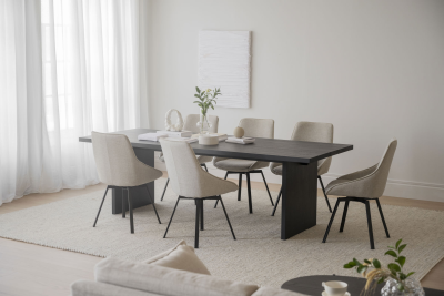 Alison stol beige tyg/svarta metallben snurr#3