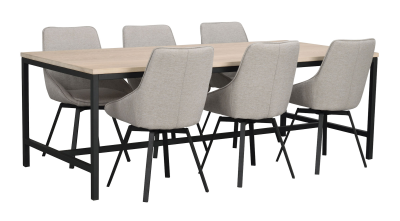 Alison stol beige tyg/svarta metallben snurr#13