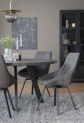 Alison stol mörkgrå microfiber/svarta metallben snurr#4