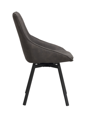Alison stol mörkgrå microfiber/svarta metallben snurr#6