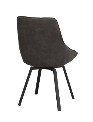 Alison stol mörkgrå microfiber/svarta metallben snurr#7