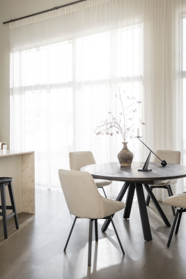 Alison stol ljusbeige tyg/svarta metallben snurr#5