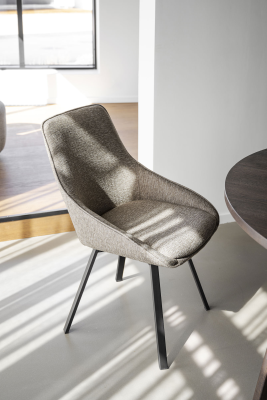 Alison stol mörkbeige tyg/svarta metallben snurr#2