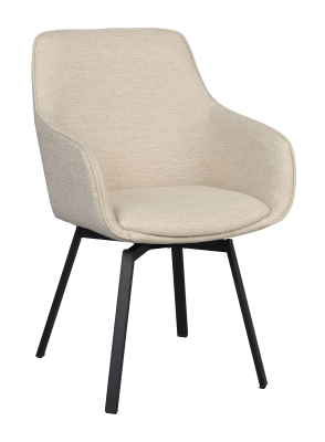 Alison karmstol ljusbeige tyg/svarta metallben snurr#2