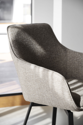 Alison karmstol mörkbeige tyg/svarta metallben snurr#3