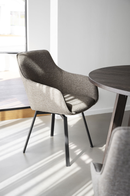 Alison karmstol mörkbeige tyg/svarta metallben snurr#4