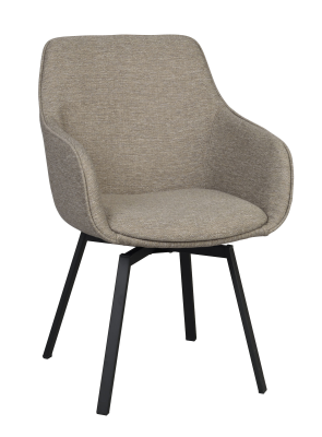 Alison karmstol mörkbeige tyg/svarta metallben snurr#6