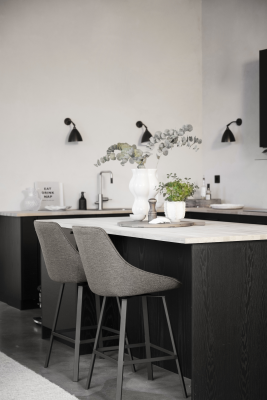 Alison barstol mörkbeige tyg/svarta metallben snurr#2