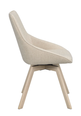 Alison stol ljusbeige tyg/vitpigmenterade ekben snurr#3