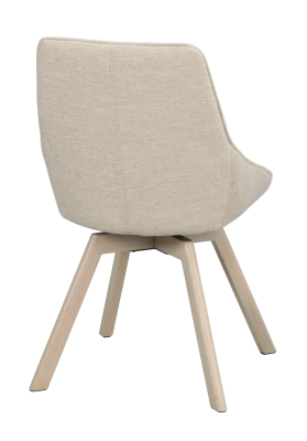 Alison stol ljusbeige tyg/vitpigmenterade ekben snurr#4