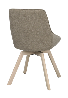 Alison stol mörkbeige tyg/vitpigmenterade ekben snurr#5