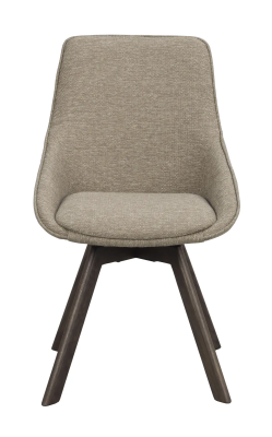 Alison stol mörkbeige tyg/bruna ekben snurr