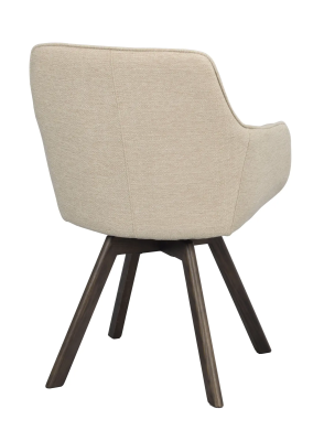 Alison karmstol ljusbeige tyg/bruna ekben snurr#4