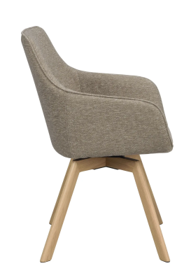 Alison karmstol mörkbeige tyg/ekben snurr#3