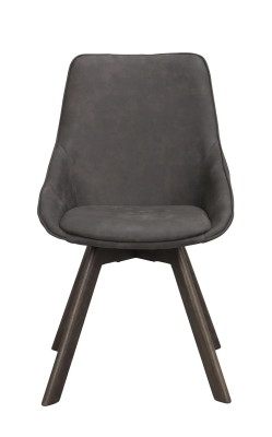 Alison stol mörkgrå microfiber/bruna ekben snurr