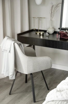 Alison karmstol beige tyg/svarta metallben snurr#3