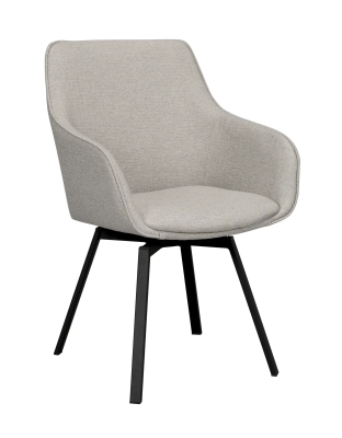 Alison karmstol beige tyg/svarta metallben snurr#4