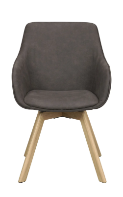 Alison karmstol mörkgrå microfiber/ekben snurr