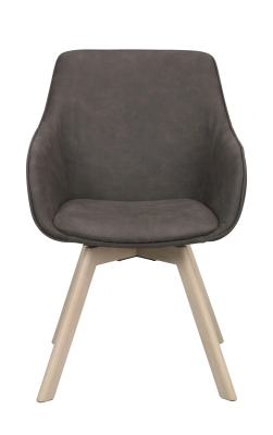 Alison karmstol mörkgrå microfiber/vitpigmenterade ekben snurr