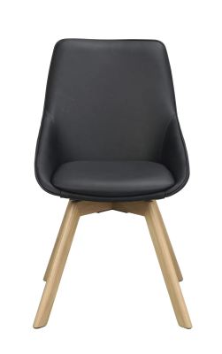 Alison stol svart läder/ekben snurr