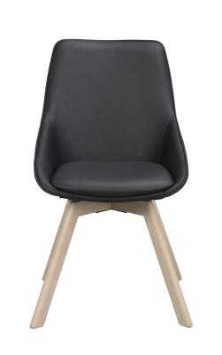 Alison stol svart läder/vitpigmenterade ekben snurr