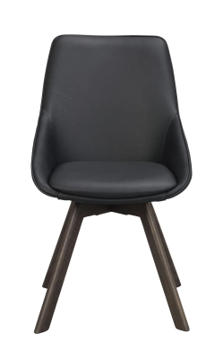 Alison stol svart läder/bruna ekben snurr