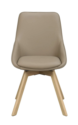 Alison stol beige läder/ekben snurr