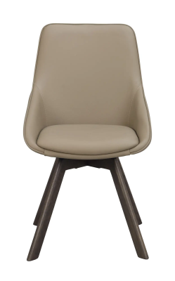 Alison stol beige läder/bruna ekben snurr