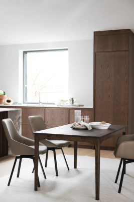 Alison stol beige läder/svarta metallben snurr#3