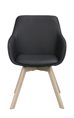 Alison karmstol svart läder/vitpigmenterade ekben snurr