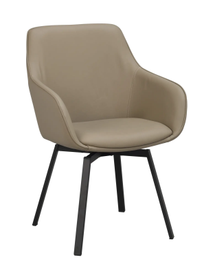 Alison karmstol beige läder/svarta metallben snurr#4