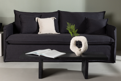 Nova soffa 3-sits svart linnestruktur#2