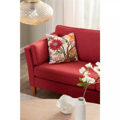 Carisma soffa 3-sits, 2 plymåer C3 tyg Nordico 01 röd, ben L oljad ek#3