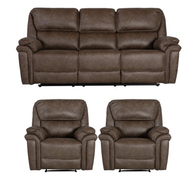 Nashville soffgrupp 3+1+1 med elrecliner microtyg brun J460#1