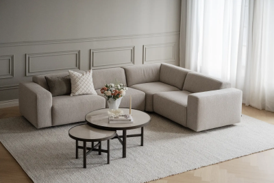 Willard hörnsoffa 2+3-sits tyg Alice #1 ljusbeige#6