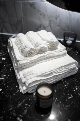 Handduk/pläd våfflad linne 100x150 cm White Linen - Lin Living#2