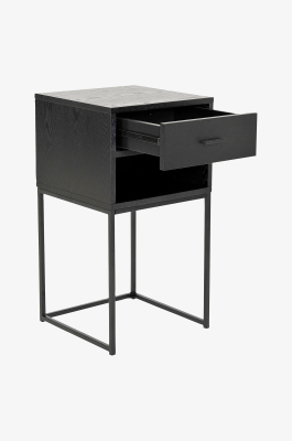 Domino sängbord med låda svart ask/metall#2